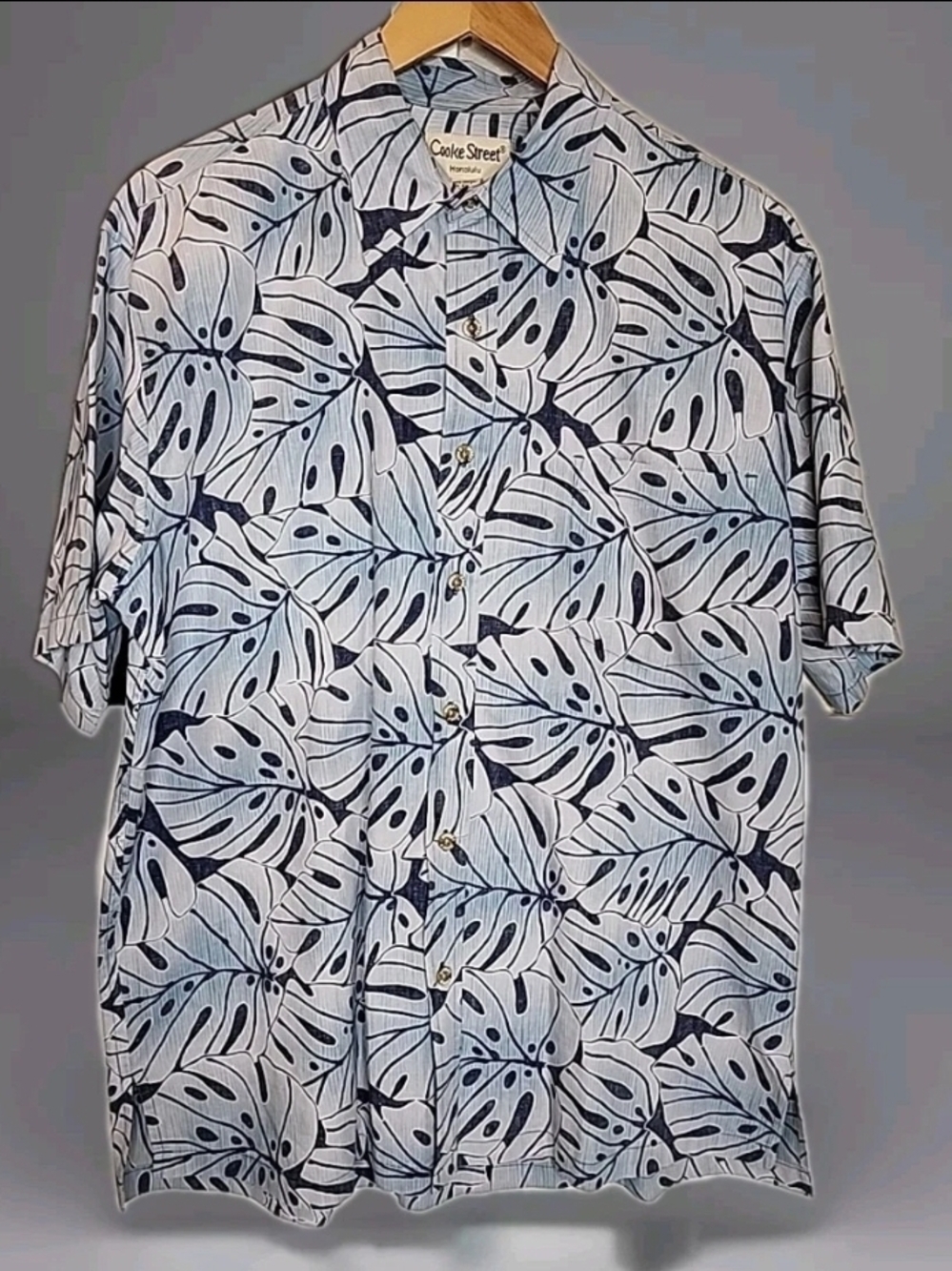 COOKE STREET HONOLULU Shirt Mens Large USA Button Blue Palm